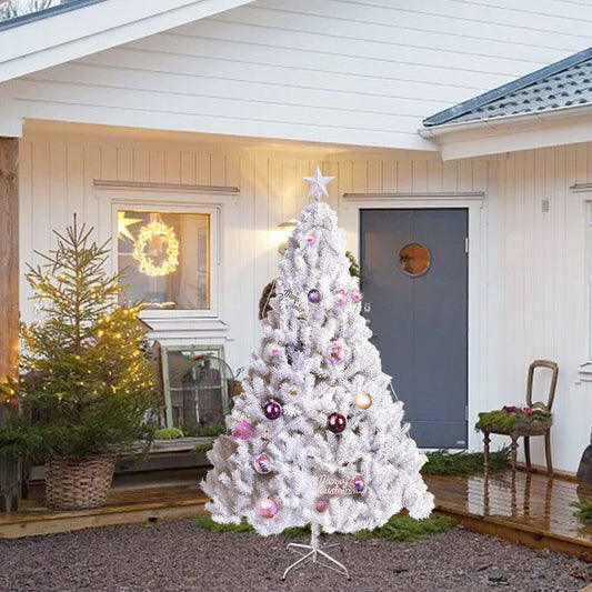 6Ft White Christmas Xmas Tree Bushy Artificial Festive Home Decor w/200LED Light