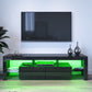 Modern TV Unit Cabinet Stand with LED Light 160cm Black High Gloss Doors Storage