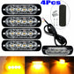 4x 4 LED Amber Recovery Strobe Flashing Grille Lightbar Lamp Truck Beacon Light