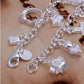 925 Sterling Silver plated Charm Bracelet Crystal Charms Chain Link 8" UK