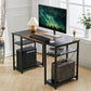 Industrial PC Computer Desk Metal+MDF Work Study Tables w/ Shelves Home Office