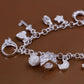 925 Sterling Silver plated Charm Bracelet Crystal Charms Chain Link 8" UK