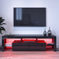 Modern TV Unit Cabinet Stand with LED Light 160cm Black High Gloss Doors Storage