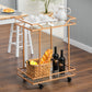Rose Gold Glass Drinks Trolley Wheels 2 Tiers Home Bar Cart Kitchen Food Serving