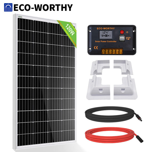 120W Solar Panel Kit with Mounting Brackets for RV Campervan Caravan