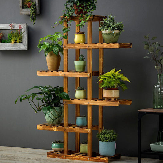 NEW! 6-Tier Flower Rack Wood Plant Stand 12 Pots Bonsai Display Shelf Indoor Outdoor FREE SHIPPING