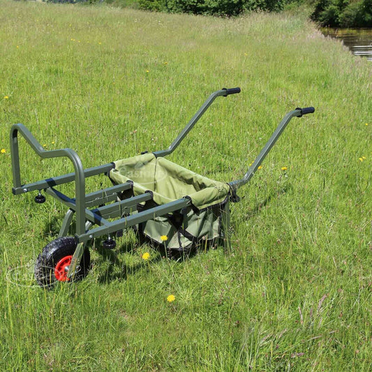 NEW! Fishing Trolley Solid PU Wheel Folding Barrow Cart with Detachable Bag