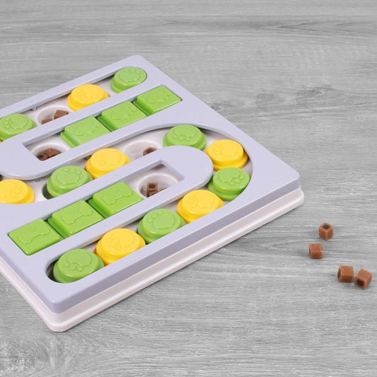 Sliding Puzzle Pet Feeder Treat Slow Feeding Interactive Toy Game Dog Puppy