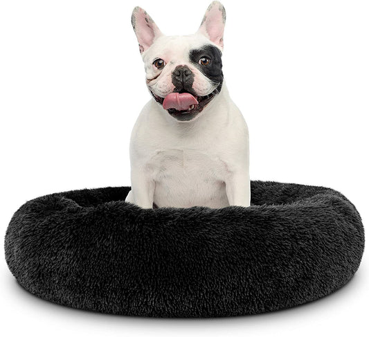 Dog Bed Donut Soft Round Plush Cat Beds For Calming Pet Anti Anxiety Washable