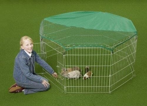 55" RABBIT / GUINEA PIG PLAYPEN 8 X PANEL WITH NET RUN PEN ENCLOSURE RUNS HUTCH