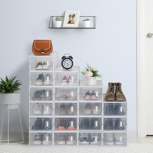 New 18Pcs Transparent Shoes Storage Box Cube Modular Shoe Cabinet Dustproof