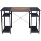 Industrial PC Computer Desk Metal+MDF Work Study Tables w/ Shelves Home Office