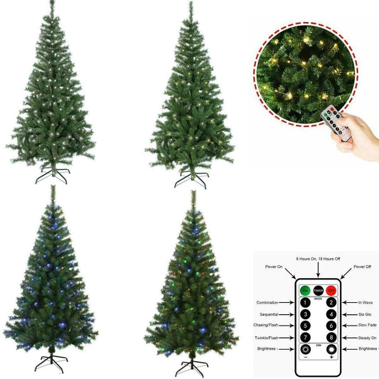 7FT Bushy Christmas Tree Xmas Decorations With 200 LED USB Lights & Stand