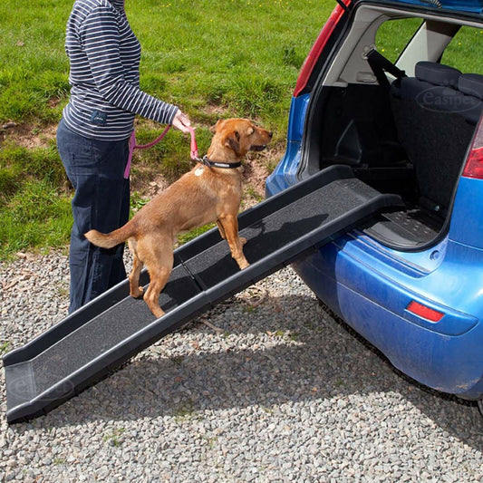 NEW! Dog Pet Ramp Plastic Folding Bi Fold Lightweight Strong Travel Car Van