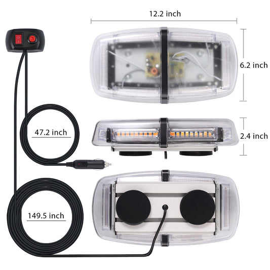 54 LED Car Roof Recovery Light Bar Amber Warning Strobe Flashing Magnetic Beacon FREE SHIPPING