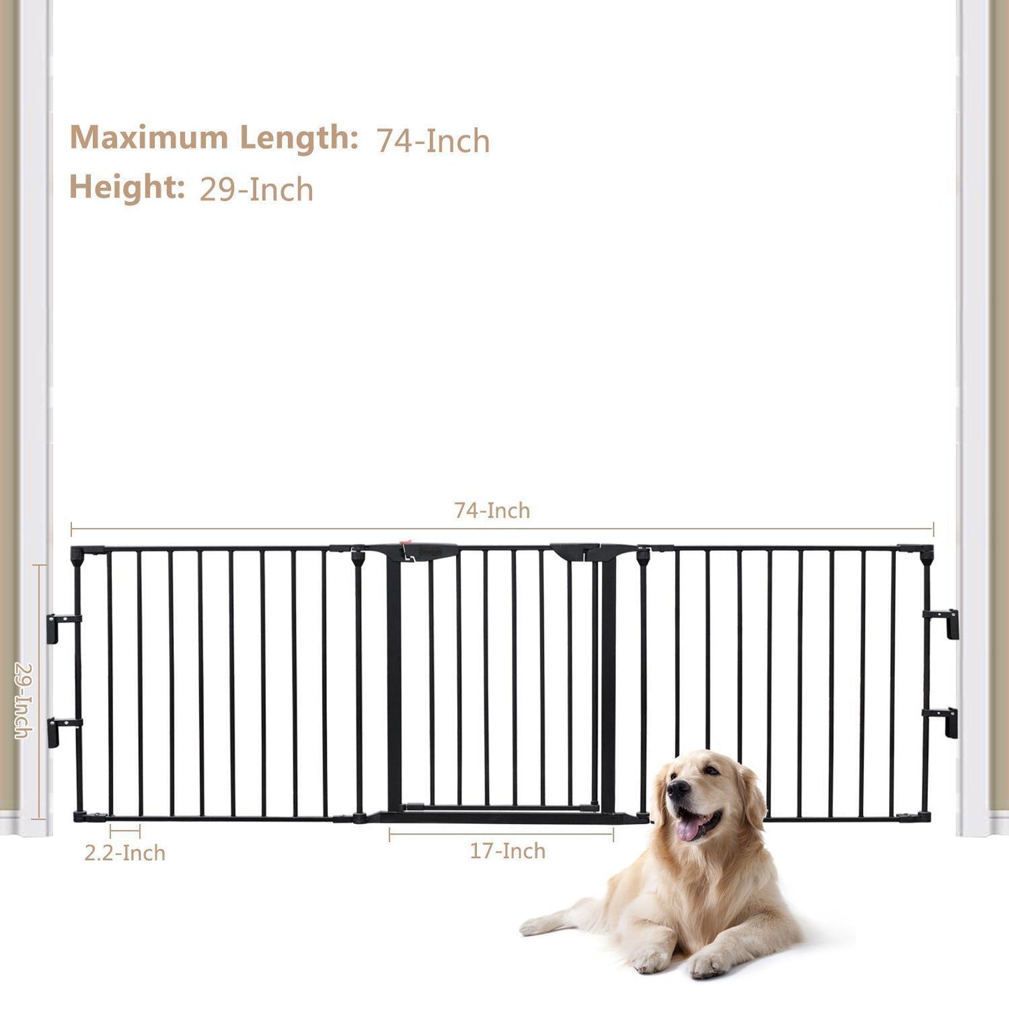 Baby Safety Fence Room Divide Metal Fire Gate Pet Dog Cat Fireplace 74*29inch