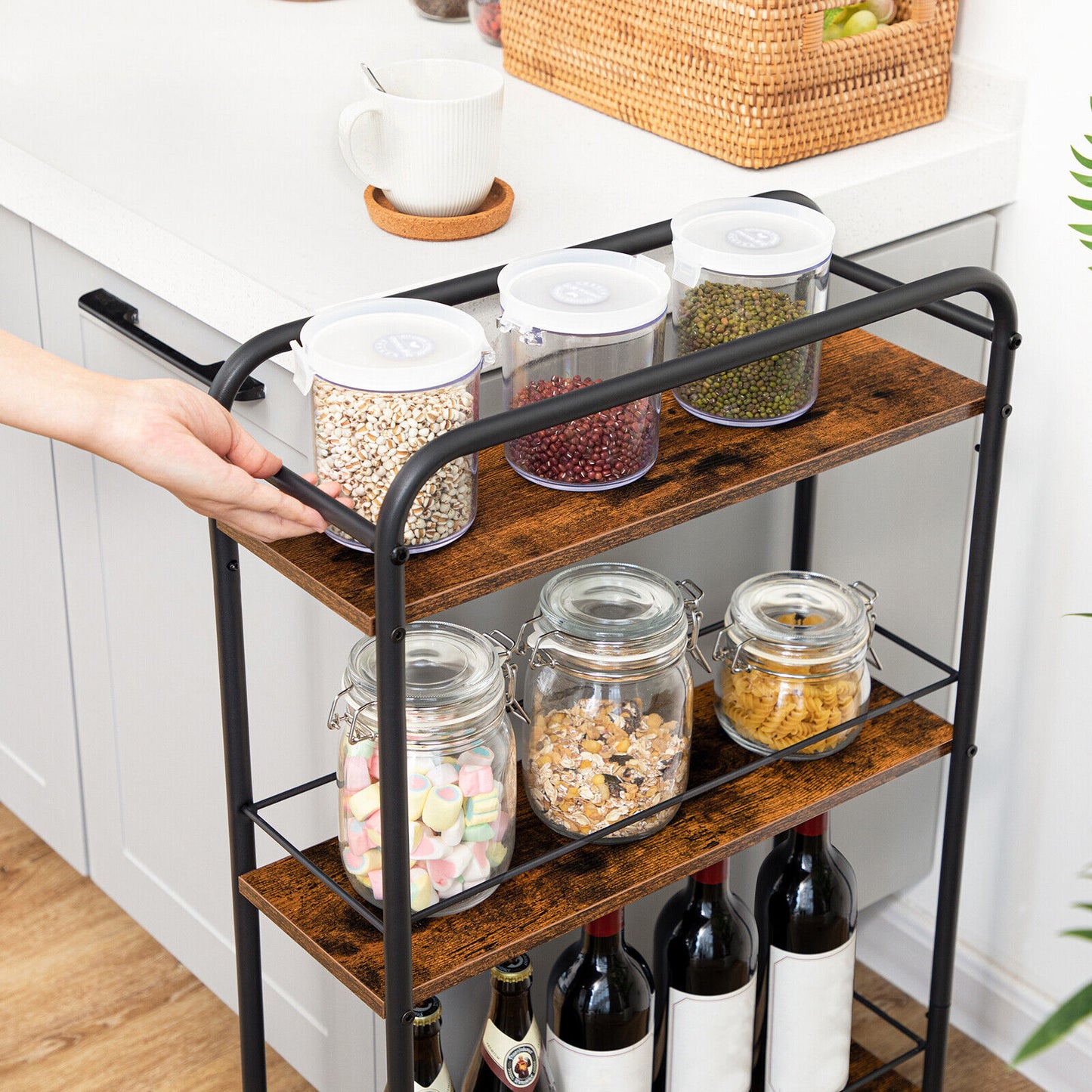 Storage Trolley Bar Cart Kitchen Storage Cart