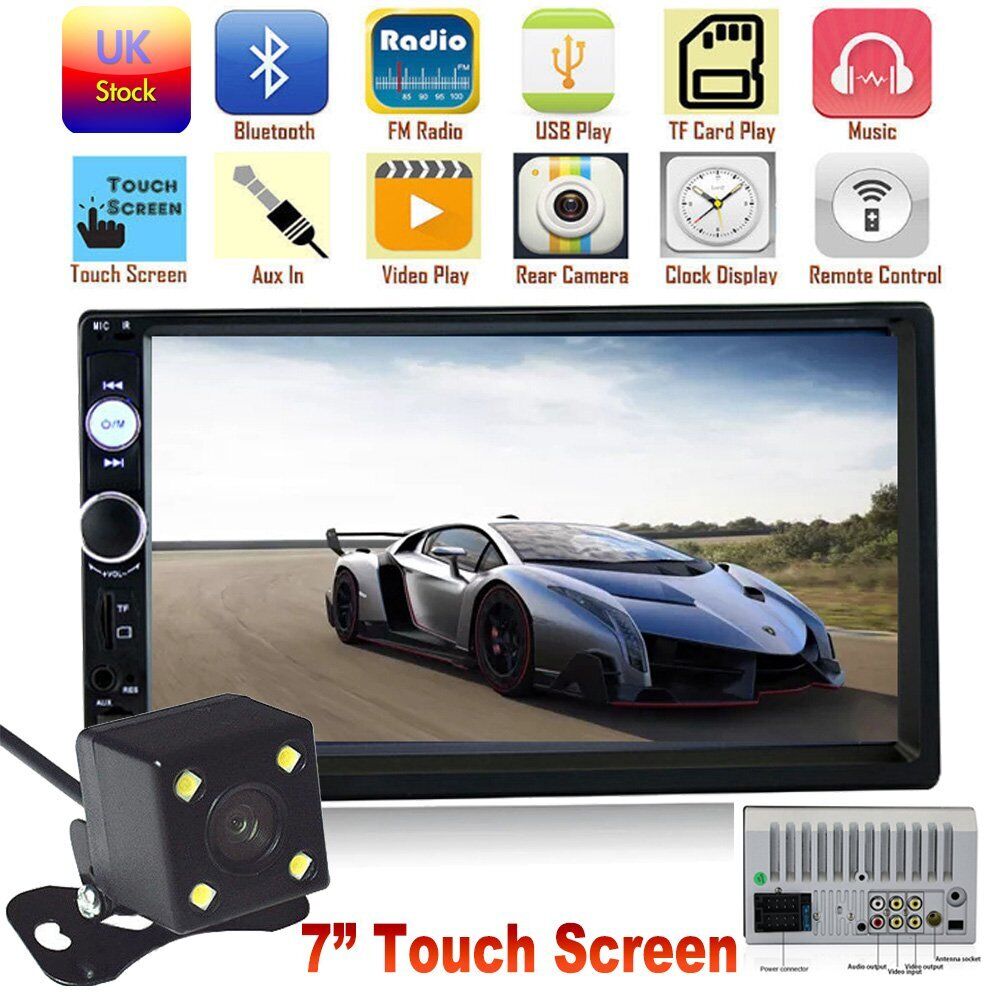 7" Double 2 DIN Car Radio Stereo Bluetooth Music Player FM USB AUX Rear Camera