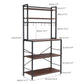 5 Tier Industrial Kitchen Bakers Rack Microwave Oven Stand Storage with 10 Hooks