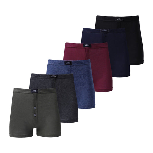 6 Pairs Men's Plain Boxer Shorts Underwear, Classic Cotton Rich Boxers S M L XL