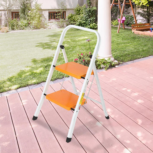 Foldable 2 Step Ladder Non Slip 2 Tread Safety Small Stool Ladders Kitchen