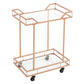 Rose Gold Glass Drinks Trolley Wheels 2 Tiers Home Bar Cart Kitchen Food Serving