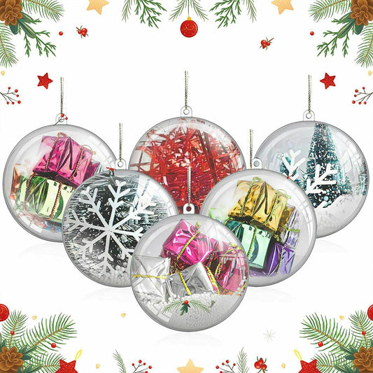 Christmas Balls Baubles Tree Clear Plastic Sphere Fillable Xmas Gift Ornament