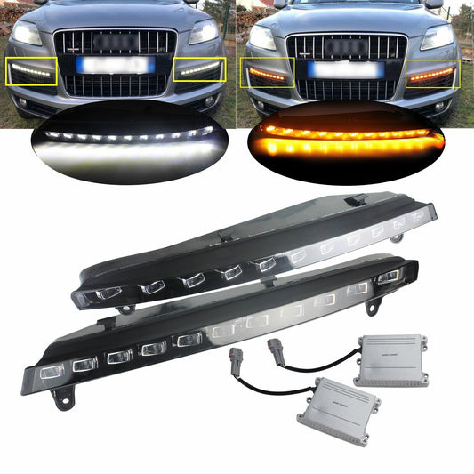 LED Daytime Running DRL Front Bumper Fog Driving Light Bulb For Audi Q7 4L 07-09