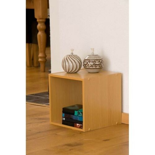 Beech Wooden Storage 30cm Cube Box Side Table Cupboard Cabinet Stackable Square