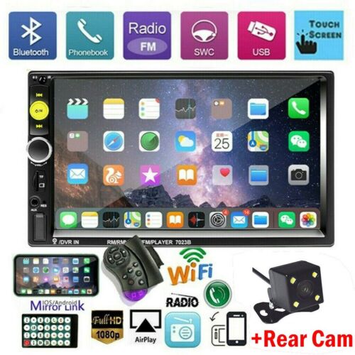 7" Double 2 DIN Car Radio Stereo Bluetooth Music Player FM USB AUX Rear Camera