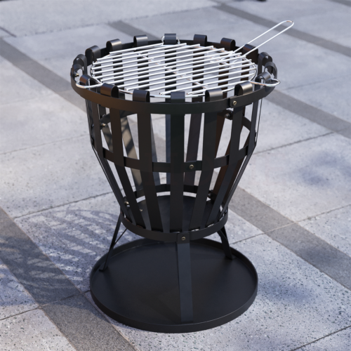 Round Brazier Fire Pit BBQ Grill Outdoor Garden Patio Stove Heater Coal Burner