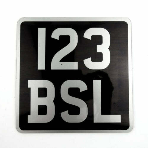 Vespa Lambretta Classic Bike 6.5 X 6.5" Black & Silver Numberplate Number Plate FREE SHIPPING